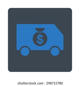 Collector Car icon from Commerce Buttons OverColor Set. Vector style is smooth blue colors, flat square rounded button, white background.