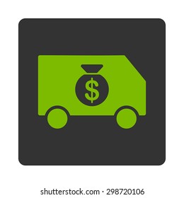 Collector Car icon from Commerce Buttons OverColor Set. Vector style is eco green and gray colors, flat square rounded button, white background.
