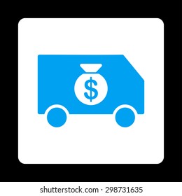 Collector Car icon from Commerce Buttons OverColor Set. Vector style is blue and white colors, flat square rounded button, black background.