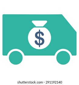 Collector Car icon from Commerce Set. Vector style: bicolor flat symbol, cobalt and cyan colors, rounded angles, white background.