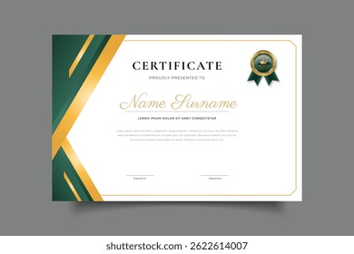 modelo de certificado design com fundo de luxo dourado