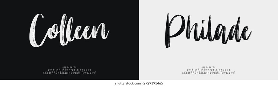 Colleen Philade, Script elegant font alphabet logo. Typography Beauty fashion luxury classic letters serif fonts decorative wedding vintage retro logos. vector illustration