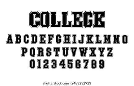 College Abstract font alphabet. Minimal modern urban fonts for logo, brand etc. Typography typeface uppercase and number. vector illustration