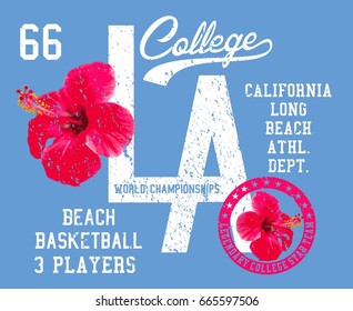 college academy hibiscus graphic design vector art