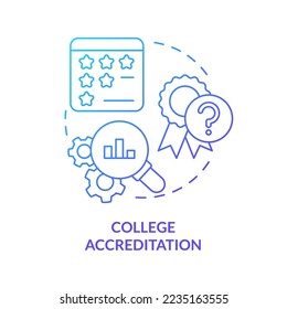 College accreditation blue gradient concept icon. Suspicious reputation. Issue in higher education abstract idea thin line illustration. Isolated outline drawing. Myriad Pro-Bold font used