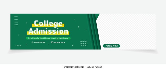 college admission green background abstract design. cover design social media and website.