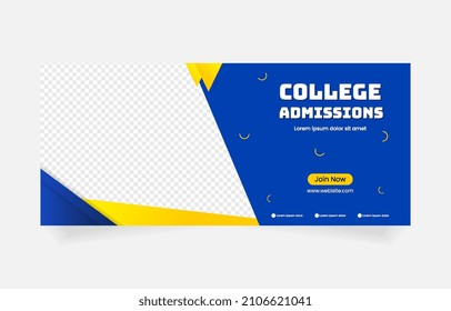 College Admissions Banner Social Media Template Promotion Cover. Vector Design Eps.