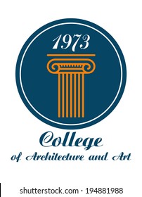 College Of Architecture And Art Emblem With The Text Below A Circular Icon Showing A Greek Or Roman Column With A Capital And The Date 1973