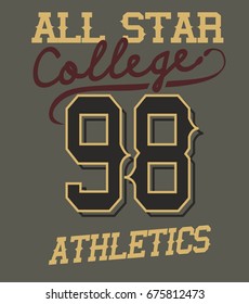 College Athletic graphic design vector art
