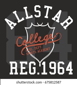 College Athletic graphic design vector art