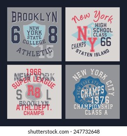 College athletic label typography, t-shirt graphics, vectors