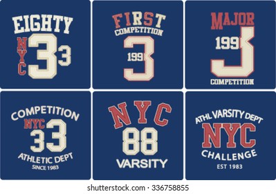 College Athletic sport labels typography, t-shirt graphics,application vectors