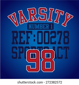 College Athletic Sport Varsity Typography, T-shirt Graphics, Vectors