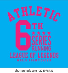 College athletic typography, t-shirt graphics, vectors