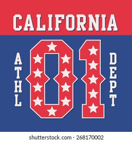 College athletic typography, t-shirt graphics, vectors