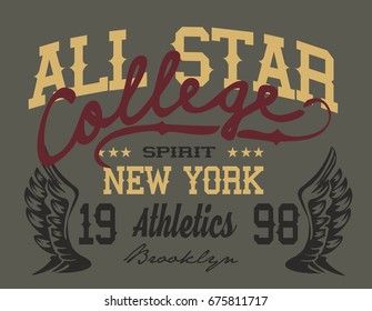 College athletics graphic design vector art