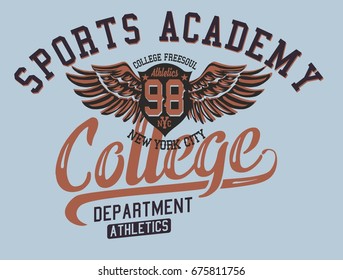 College athletics graphic design vector art