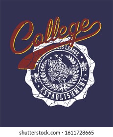 College badge tiger head vector art