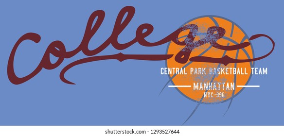 College basketball graphic design vector art