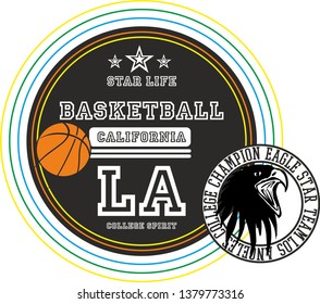 college basketball graphic design vector art