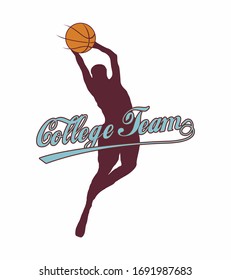 college basketball player championship graphic design vector art