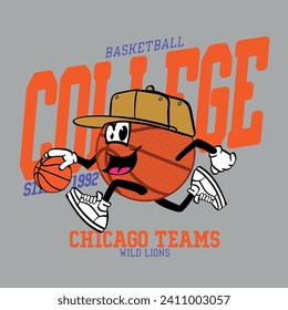 College basketball team for t shirt print vector designs