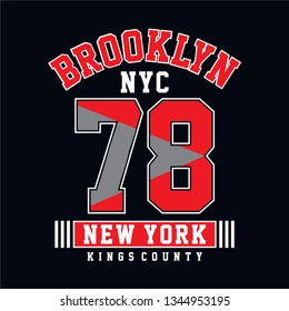 College Brooklyn typography, t-shirt graphics, vectors - Vector