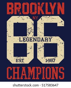 College Brooklyn typography, t-shirt graphics, vectors