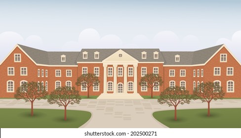 College building background vector illustration