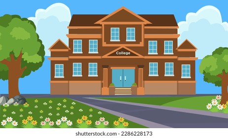 College building with garden vector design