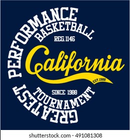 College California sport typography, t-shirt graphics, vectors