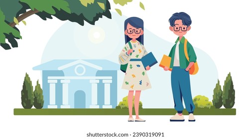 College campus concept. Flat style vector illustration
