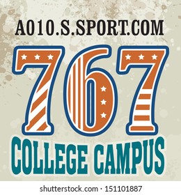 College Campus / Vector College badge / Vector College labels / College emblems /  ( T-shirt Printing Design ) ( T-shirt Printing Design )