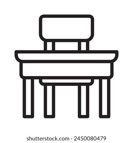 college chair and desk detailed mixed outline icon