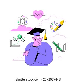 College choice abstract concept vector illustration. College choice advisor, rankings, career assessment test, graduation, important decision, higher education, choose institute abstract metaphor.