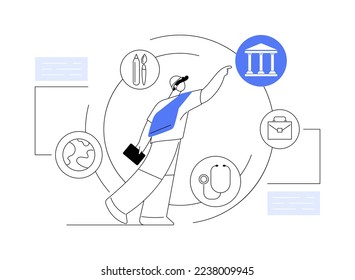 College choice abstract concept vector illustration. College choice advisor, rankings, career assessment test, graduation, important decision, higher education, choose institute abstract metaphor.