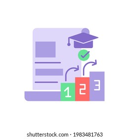 College classes vector flat color icon. Education progress and studying years in university. Skill development, learning course. Cartoon style clip art for mobile app. Isolated RGB illustration