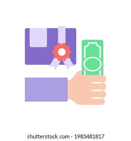 College cost vector flat color icon. University scholarship. Education and studying. Skill development, learning course. Cartoon style clip art for mobile app. Isolated RGB illustration