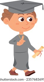 College degree diploma graduation cartoon boy character