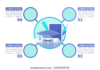 College degree infographic chart design template. University program. Abstract vector infochart with blank copy spaces. Instructional graphics with 4 step sequence. Visual data presentation