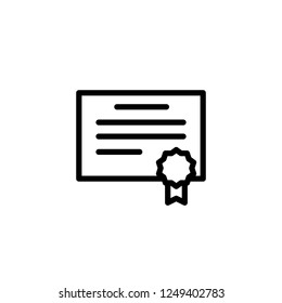 College diploma certificate with badge vector icon in line/outline style
