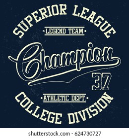 College division, superior league, sport typography, t-shirt graphics, vectors