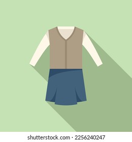 College dress icon flat vector. Fashion shirt. Child code