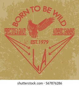 College eagle. Sport tee graphic. Athletic apparel design graphic print