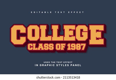 College editable text effect template