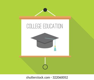 college education with presentation board and vector illustration