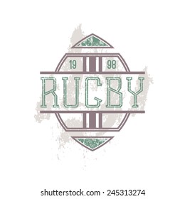 College emblem rugby team in retro style. Trendy graphic design for t-shirt. Color print on a white background