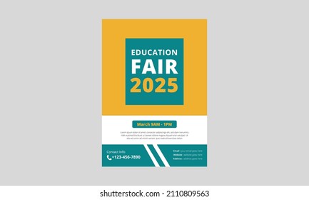 College Fair Flyer Template Design. Education Fair Poster Leaflet Design Template. A4 Template, Brochure Design, Cover, Flyer, Poster, Print-ready