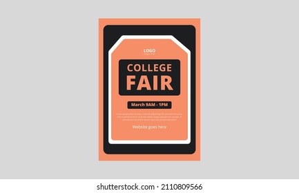 College Fair Flyer Template Design. Education Fair Poster Leaflet Design Template. A4 Template, Brochure Design, Cover, Flyer, Poster, Print-ready