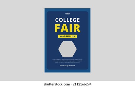 College Fair Flyer Template Design. Education Fair Poster Leaflet Design Template. A4 Template, Brochure Design, Cover, Flyer, Poster, Print-ready